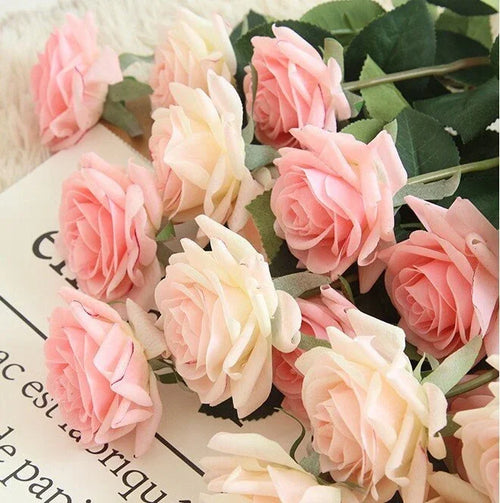 10pcs rose Blush Pink Austen Real Touch Moisturizing Rose Diameter 9cm Wedding Flowers For Table Centerpieces Ceremony Reception