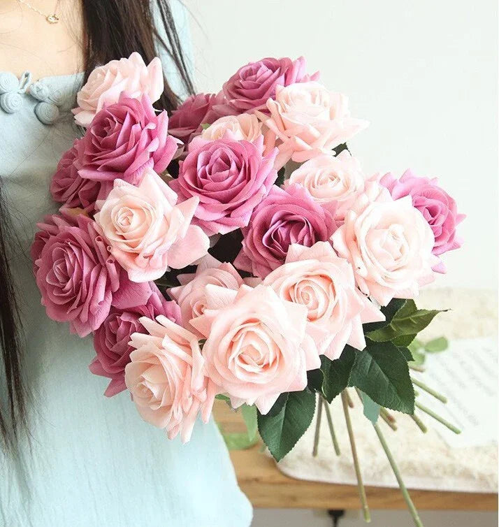 10pcs rose Blush Pink Austen Real Touch Moisturizing Rose Diameter 9cm Wedding Flowers For Table Centerpieces Ceremony Reception