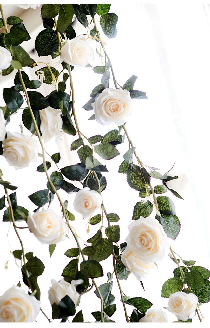 High Quality Artificial Flower Garland  Simulation Vine Rose Garland Home Outdoor Decor Flowers Wedding Christmas Home Party Hang Decoration