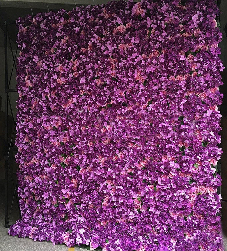 Roses hydrangeas Violet Wedding Flower Wall Floral Wall Romantic Photography Backdrop Special Event Decor Fake Flower Panels 40*60cm