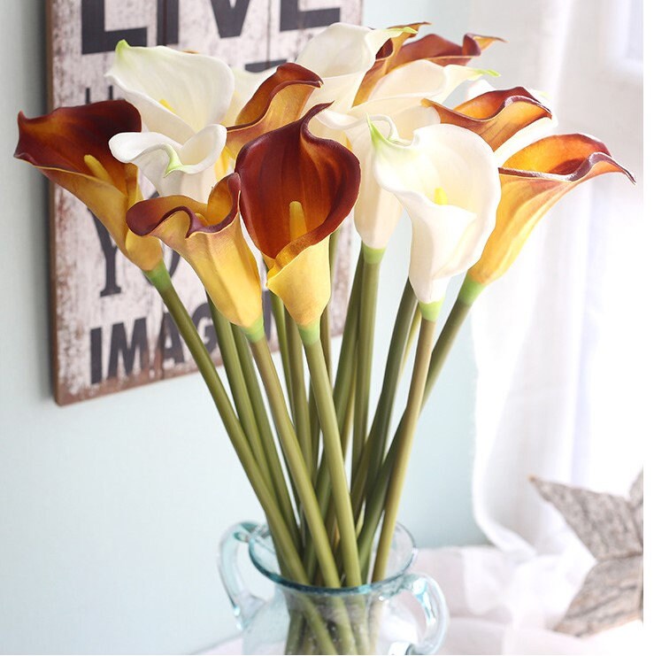 10 Stems High Quality Real Touch Calla Lily Artificial Simulation Lily  Wedding Flowers For Table Centerpieces Ceremony Reception