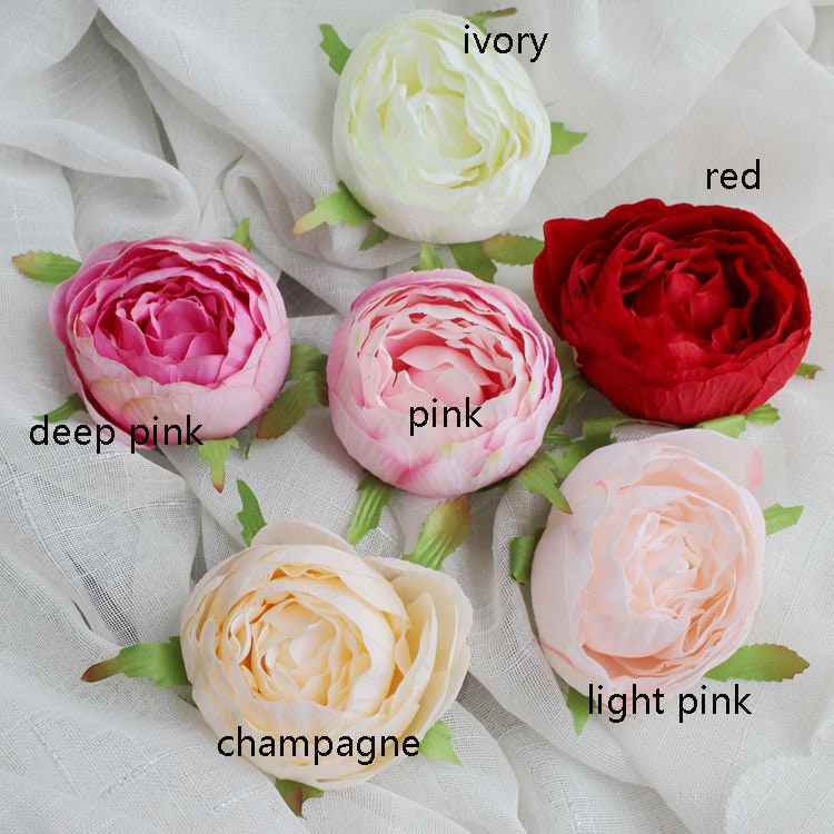 New Arrival 30 Heads Wedding Flower Artificial Simulation Peony Camellia Bud Diameter 8cm Wedding Decoration Flower Head DIY Background