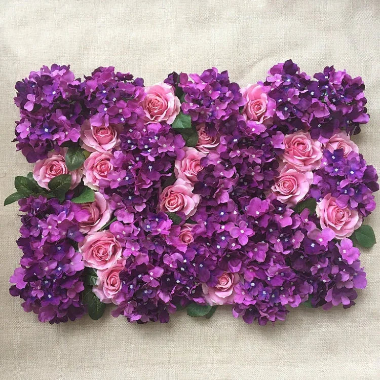 Roses hydrangeas Violet Wedding Flower Wall Floral Wall Romantic Photography Backdrop Special Event Decor Fake Flower Panels 40*60cm
