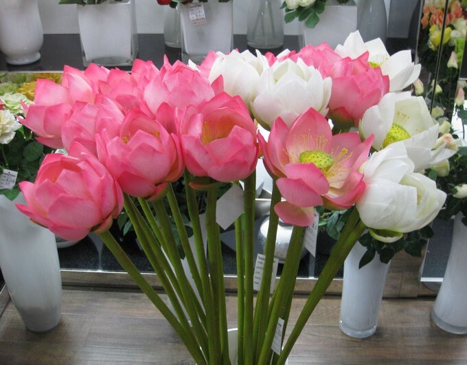 3 Stems Artificial Simulation Silk Lotus Water Lily Lotus  Diameter 12cm/4.72"  Home Garden Decoration Flowers