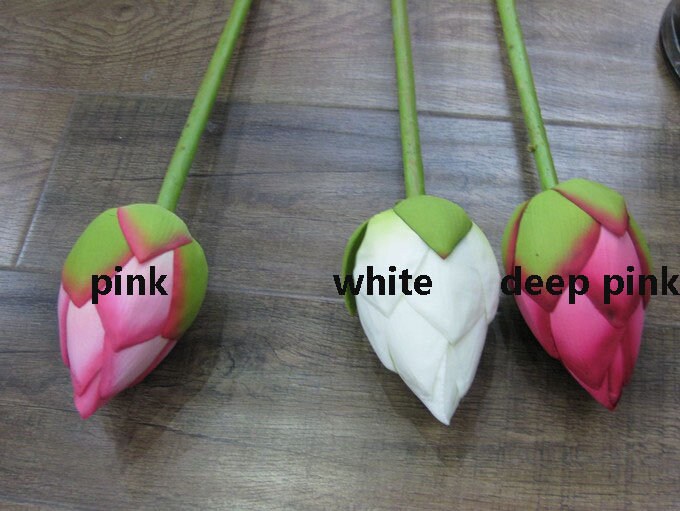 5 Stems Artificial Simulation Silk Lotus Buds Water Lily Buds  Fish Tank Pond Decoration Floating Pool Plants Length 80cm/31.5"