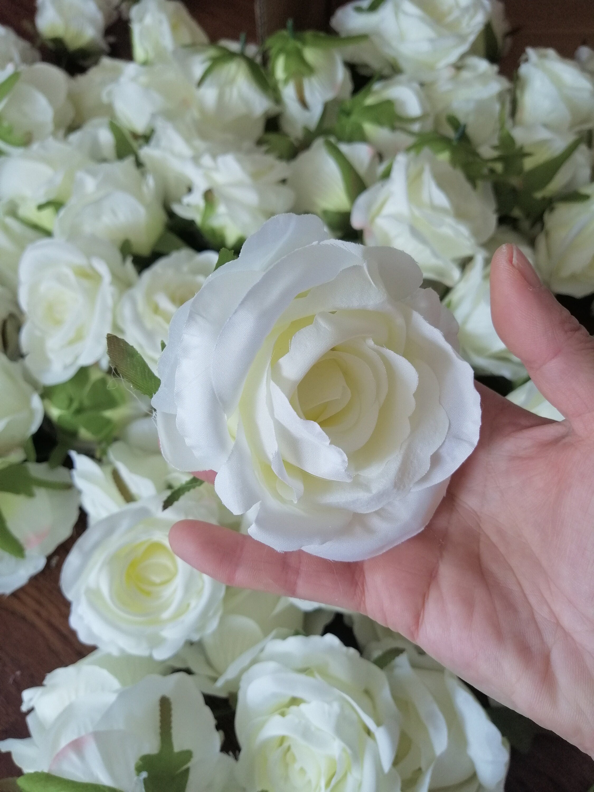 30Heads Artificial Simulation Rose Flower Diam.10cm Silk Rose Head Wedding Party Decoration DIY Background Layout Only Flower Head
