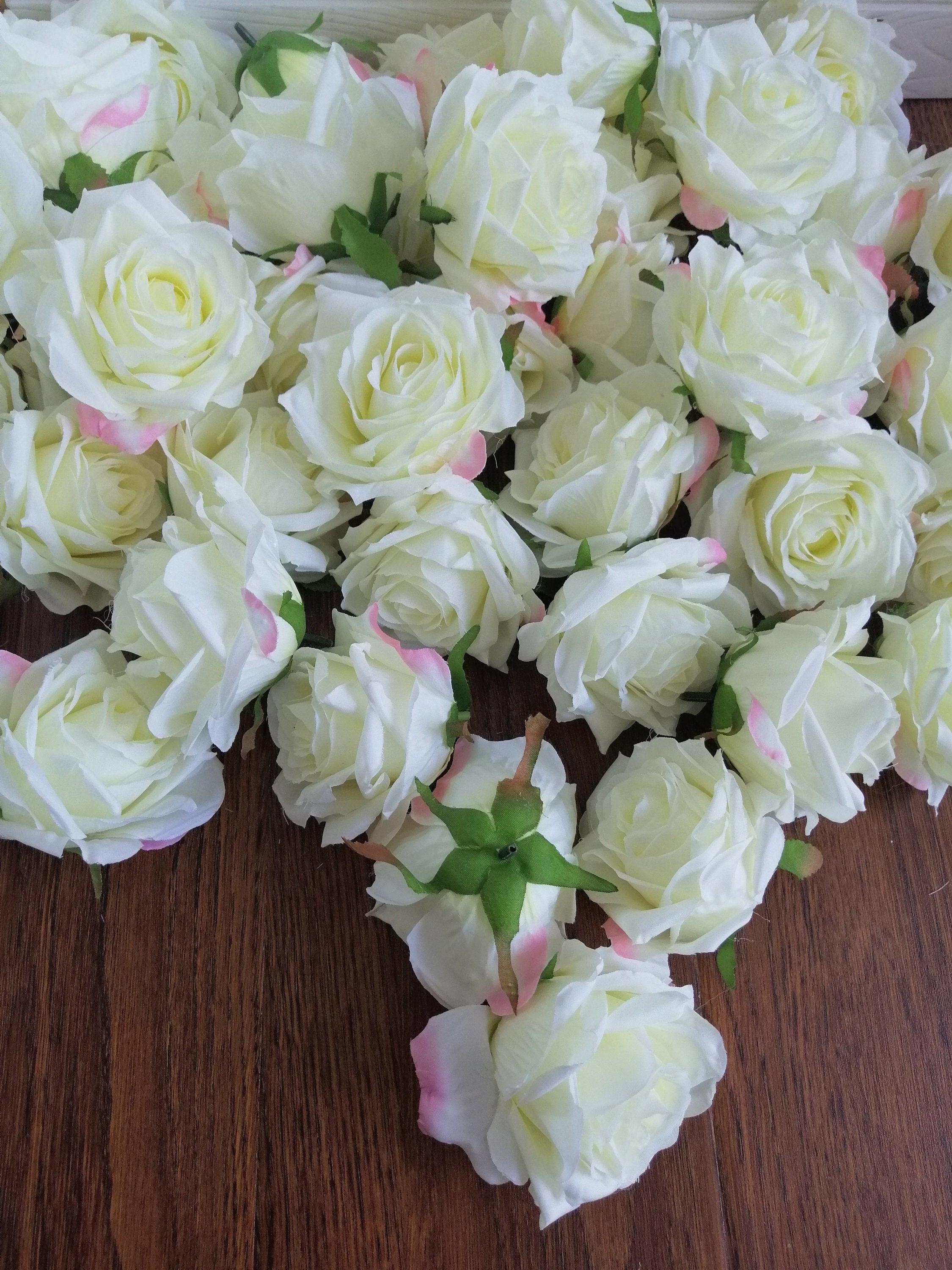 Wholesale 50 Heads Wedding Flower Artificial Simulation Silk Rose Diam.8cm/3.15" Wedding Event  Decoration Floral DIY Background Layout