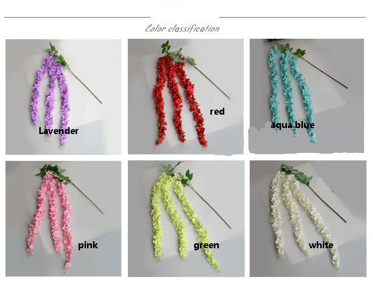 Aqua Blue 164cm/64.6" Wisteria Garland Hanging Flowers For Outdoor Wedding Ceremony Decor Silk Wisteria Vine Wedding Arch Floral