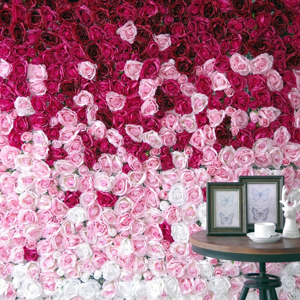Gradual Colour Rose Wall  Fake Peony Rose Wall For Wedding Romantic Photography Backdrop Special Event Decor Floral Panels