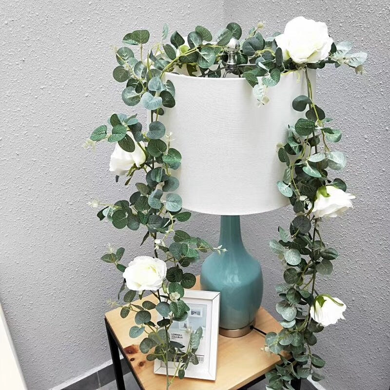 Artificial Flower Simulation Garland Vine Rose Garland Green Plants Cane Home Outdoor Decor Photography Flowers Wedding Table Florals