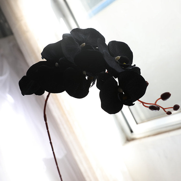Luxury Real Touch black Phalaenopsis Orchid, Faux Orchid Stem, Elegant Wedding Centerpiece, Artificial Flower Arrangement, Home Decor