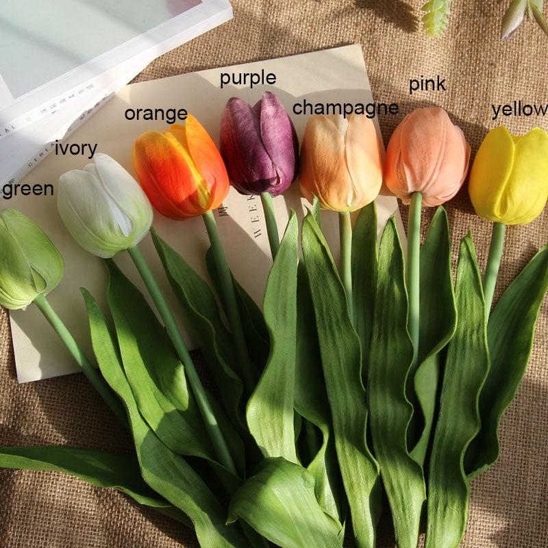 Real Touch Tulips PU Foam Soft Flowers  Wedding Flowers Faux Tulips for Home Decorations Floral Arrangement