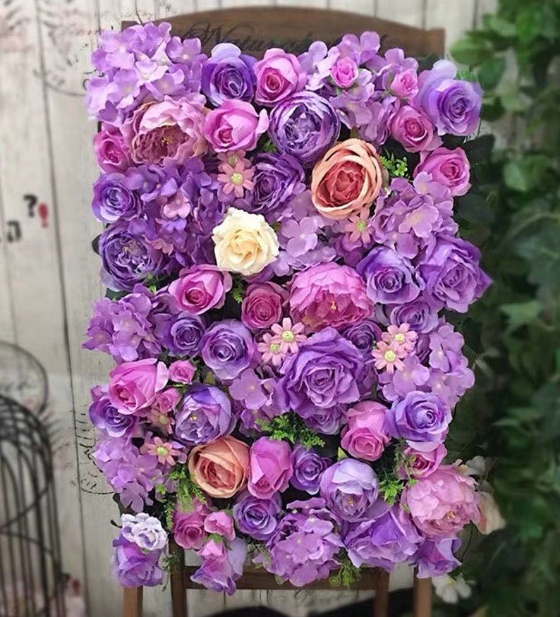 Purple Flower Backdrop Wall For Wedding Arrangement Bridal Shower Baby Shower Photography Background Floral Panels