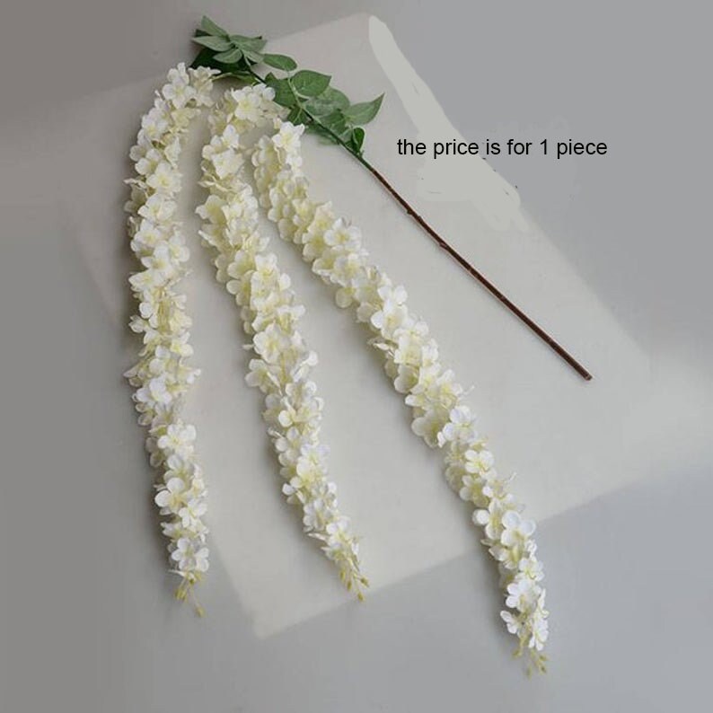 164cm/64.6" Wisteria Garland Hanging Flowers For Outdoor Wedding Ceremony Decor Silk Wisteria Vine Wedding Arch Floral Decoration Shop Decor