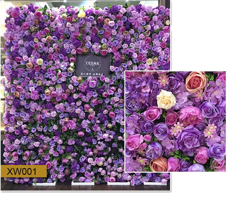Purple Flower Backdrop Wall For Wedding Arrangement Bridal Shower Baby Shower Photography Background Floral Panels