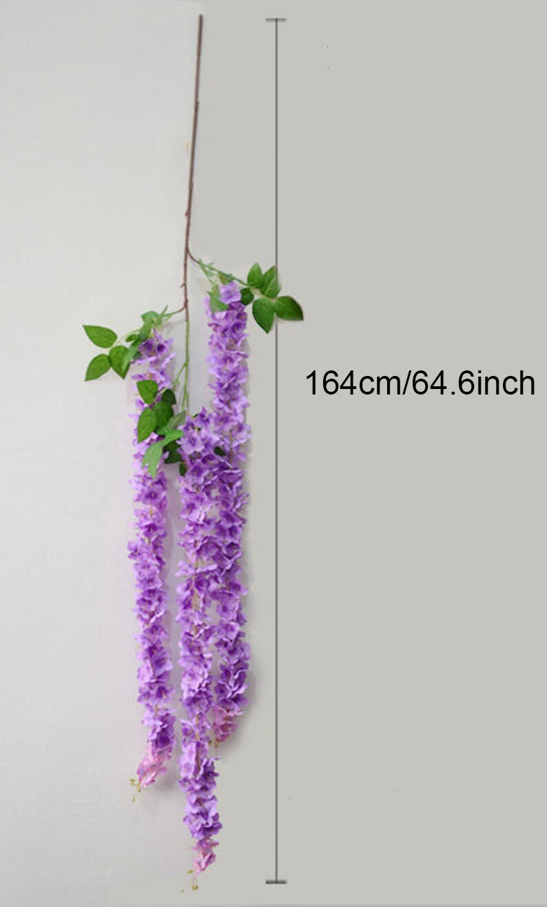 164cm/64.6" Wisteria Garland Hanging Flowers For Outdoor Wedding Ceremony Decor Silk Wisteria Vine Wedding Arch Floral Decoration Shop Decor