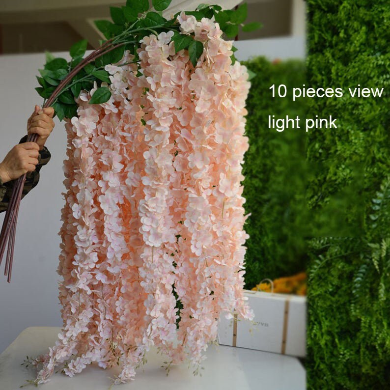 164cm/64.6" Wisteria Garland Hanging Flowers For Outdoor Wedding Ceremony Decor Silk Wisteria Vine Wedding Arch Floral Decoration Shop Decor