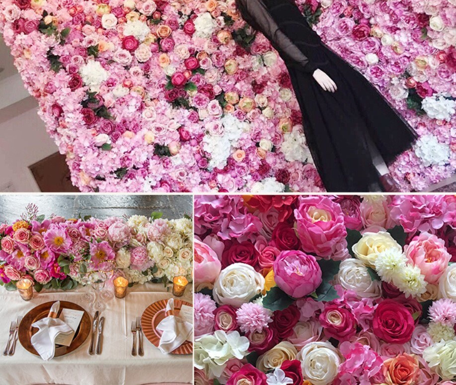 Wholesale 50 Heads Artificial Simulation Silk Peony Camellia Flower Head Diam.9cm/3.54"  DIY Wedding Wall Decoration Flowers