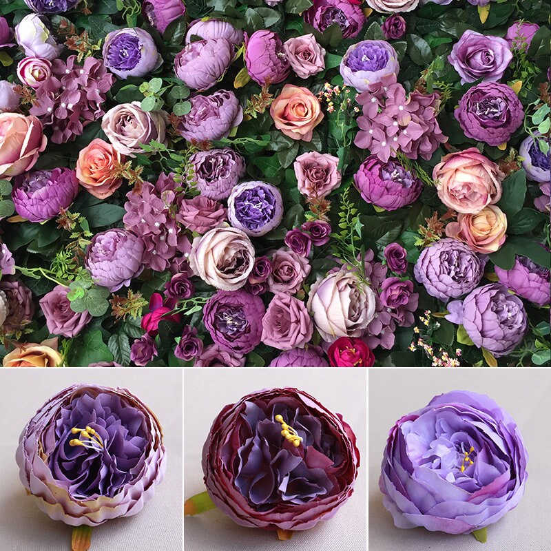 Wholesale 50 Heads Artificial Simulation Silk Peony Camellia Flower Head Diam.9cm/3.54"  DIY Wedding Wall Decoration Flowers