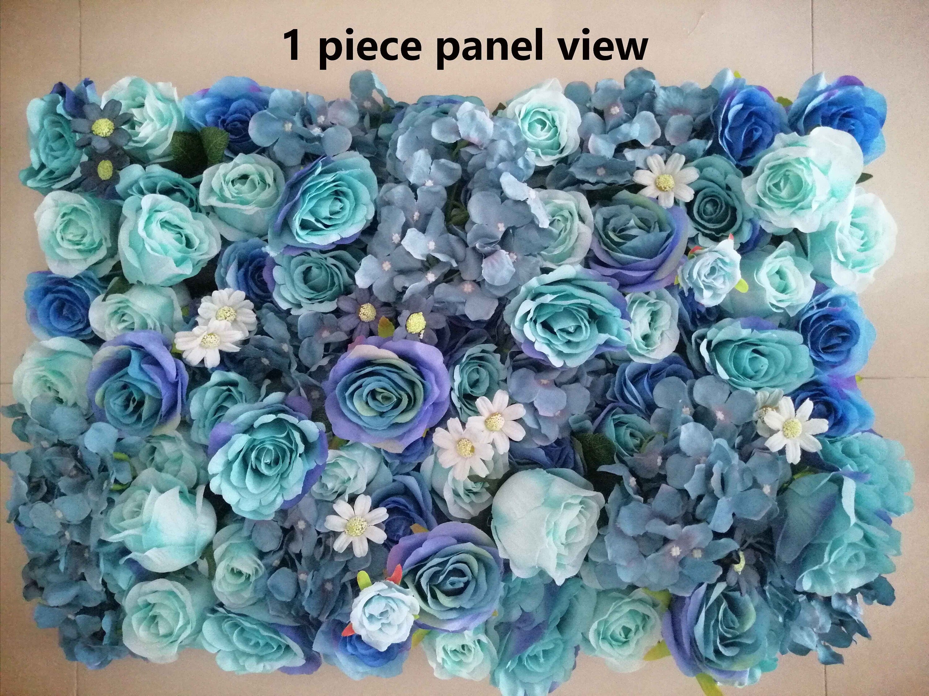 Aqua Blue Tiff Blue Fake Flower Wall for Wedding Photography Backdrop Simulation Rose for Special Event Party Decor Panel