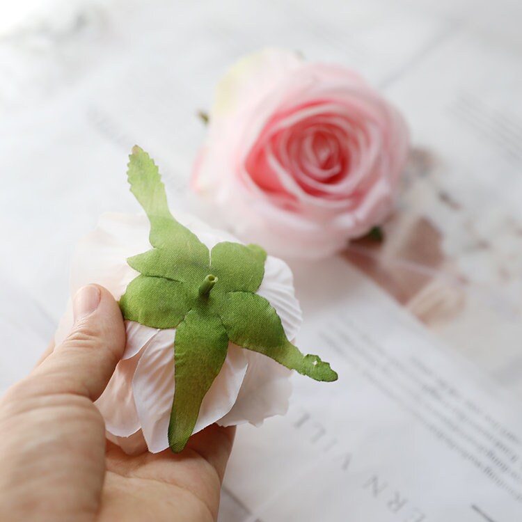 Wholesale 50 Heads Artificial Simulation Silk Rose Flower Head Diam.9cm/3.54"  DIY Wedding Wall Decoration Flowers