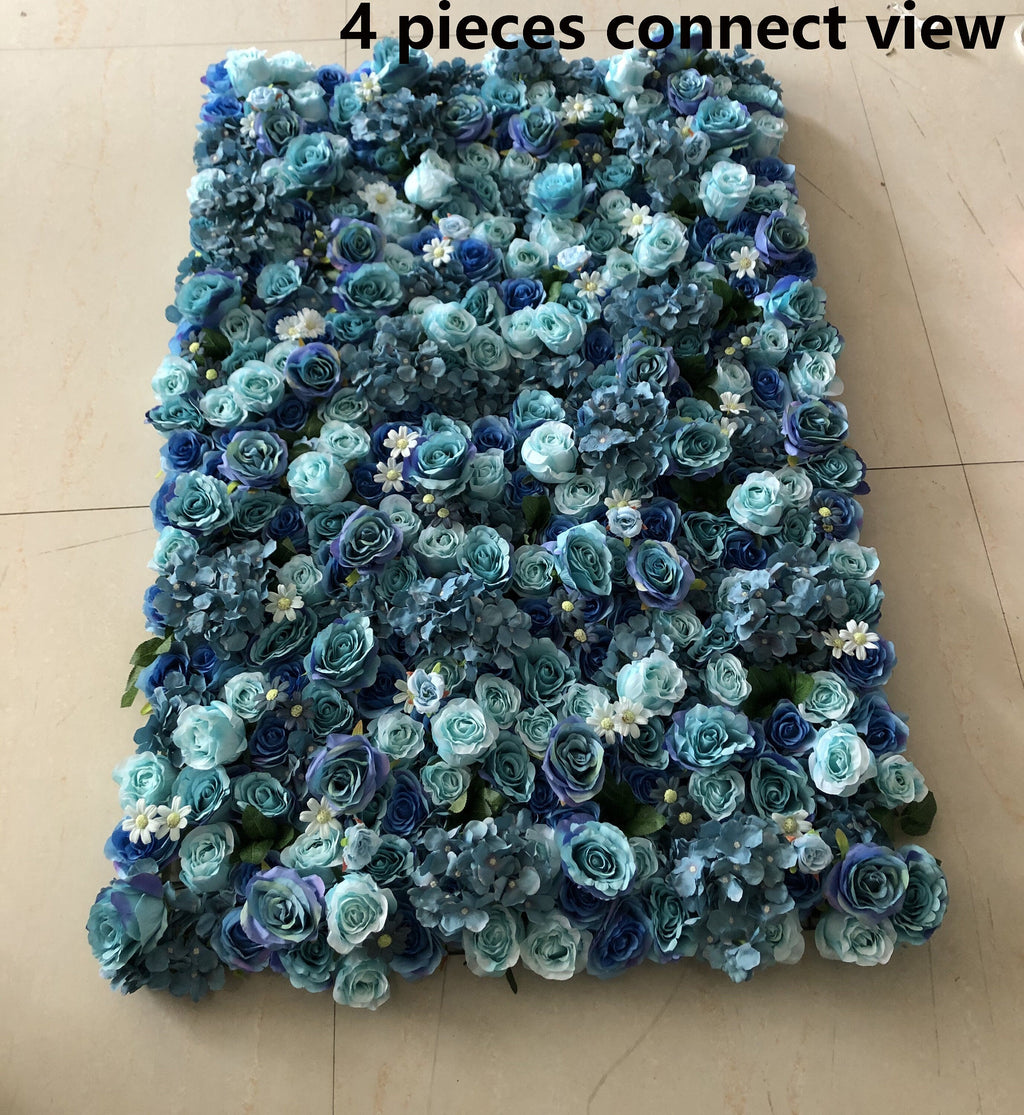 Aqua Blue Tiff Blue Fake Flower Wall for Wedding Photography Backdrop Simulation Rose for Special Event Party Decor Panel