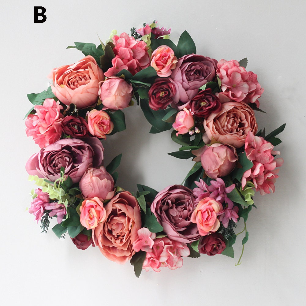 Artifical Flower Wreth Rose Plant Wreath  For Front Door Farmhouse Decor, Wedding wreath Year Round Wreath,Indoor Outdoor Decor Wreath