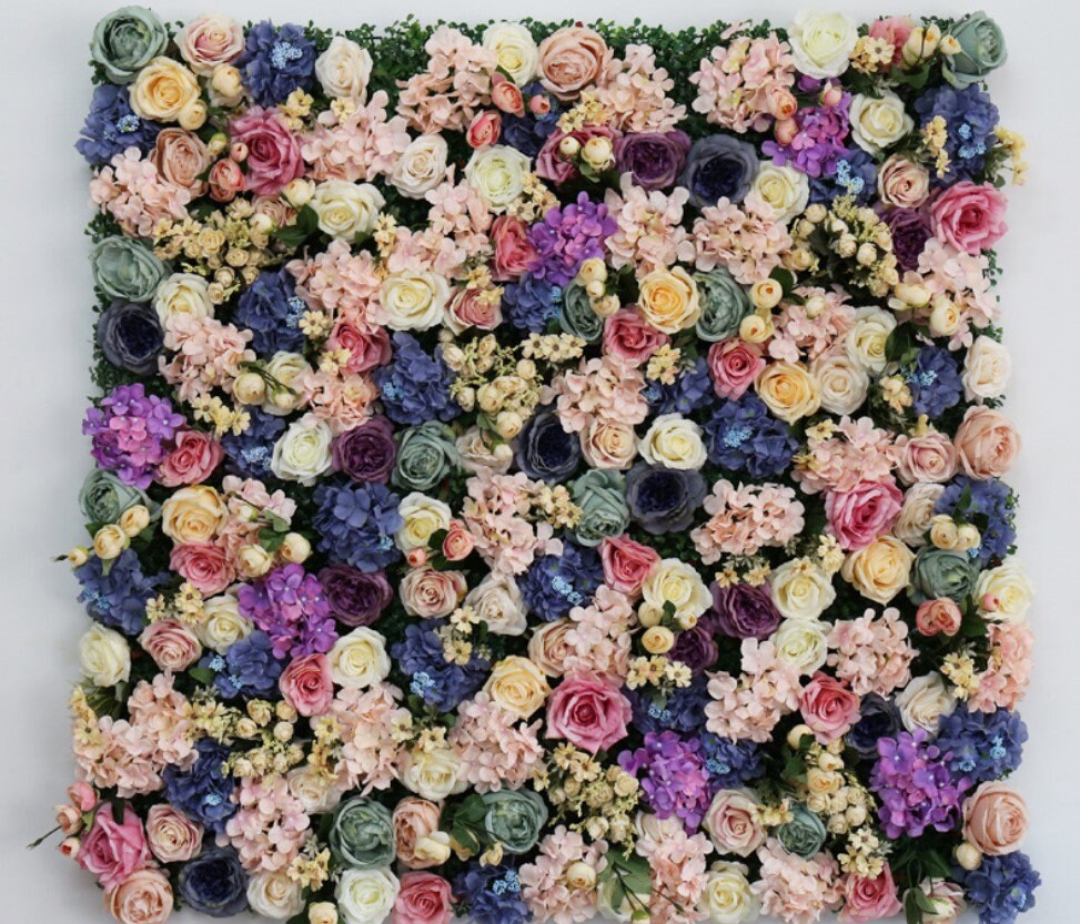 Colorful Flower Wall For Wedding Backdrop Arrangement Decor Bridal Shower Photography Boutique Shop Decor Floral Panels 15.75 x23.62inch