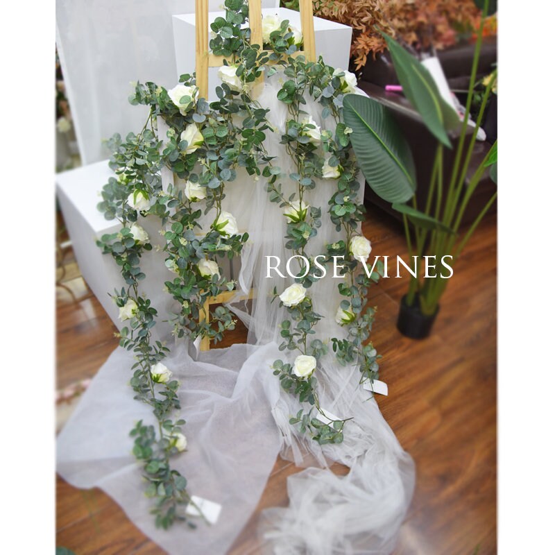 Artificial Flower Simulation Garland Vine Rose Garland Green Plants Cane Home Outdoor Decor Photography Flowers Wedding Table Florals