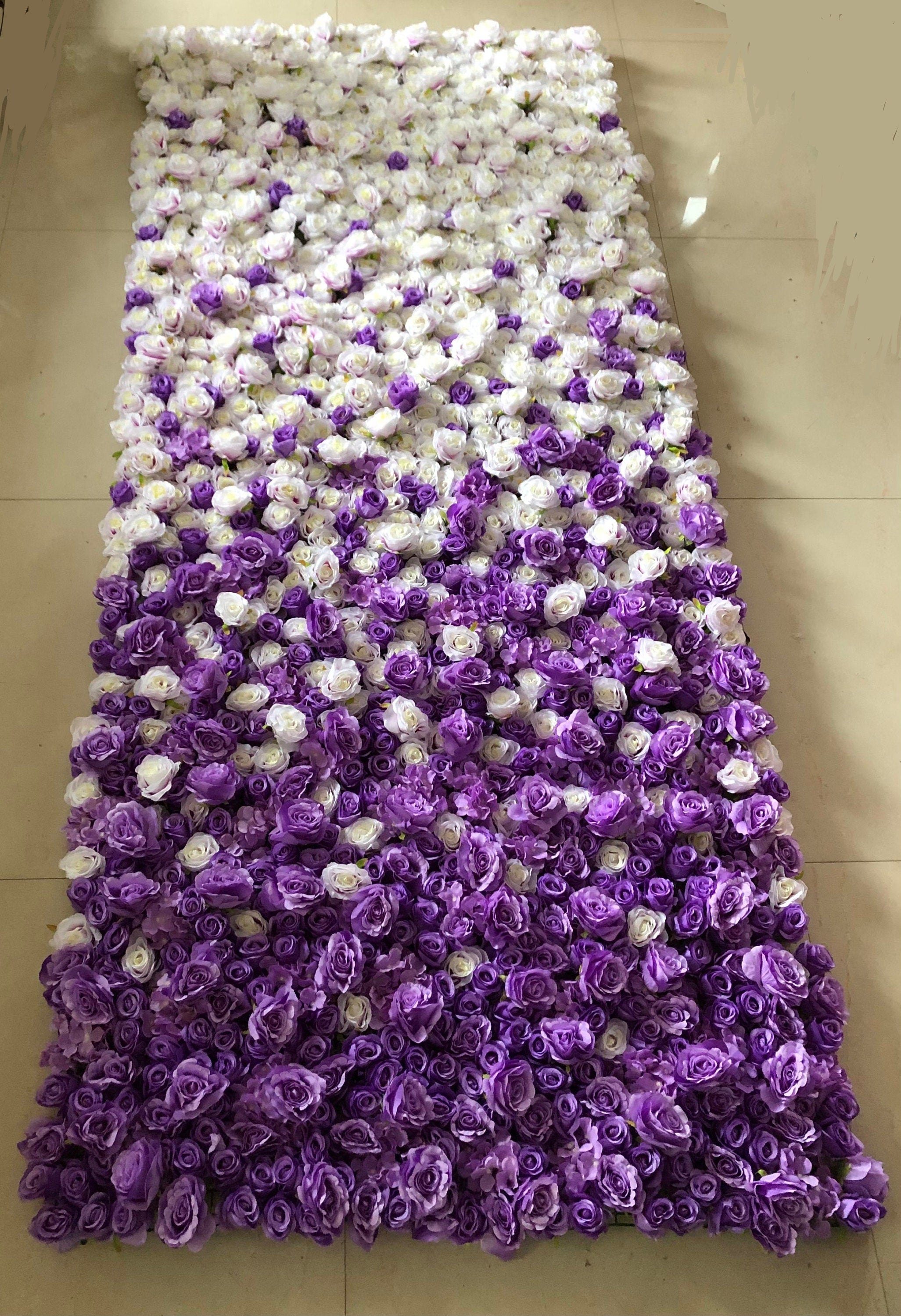 Purple Gradul Floral Wall Artificial flower Wedding Photography Backdrop Bridal Shower Event Salon Party Arrangement Decor Floral Panels 40x60cm