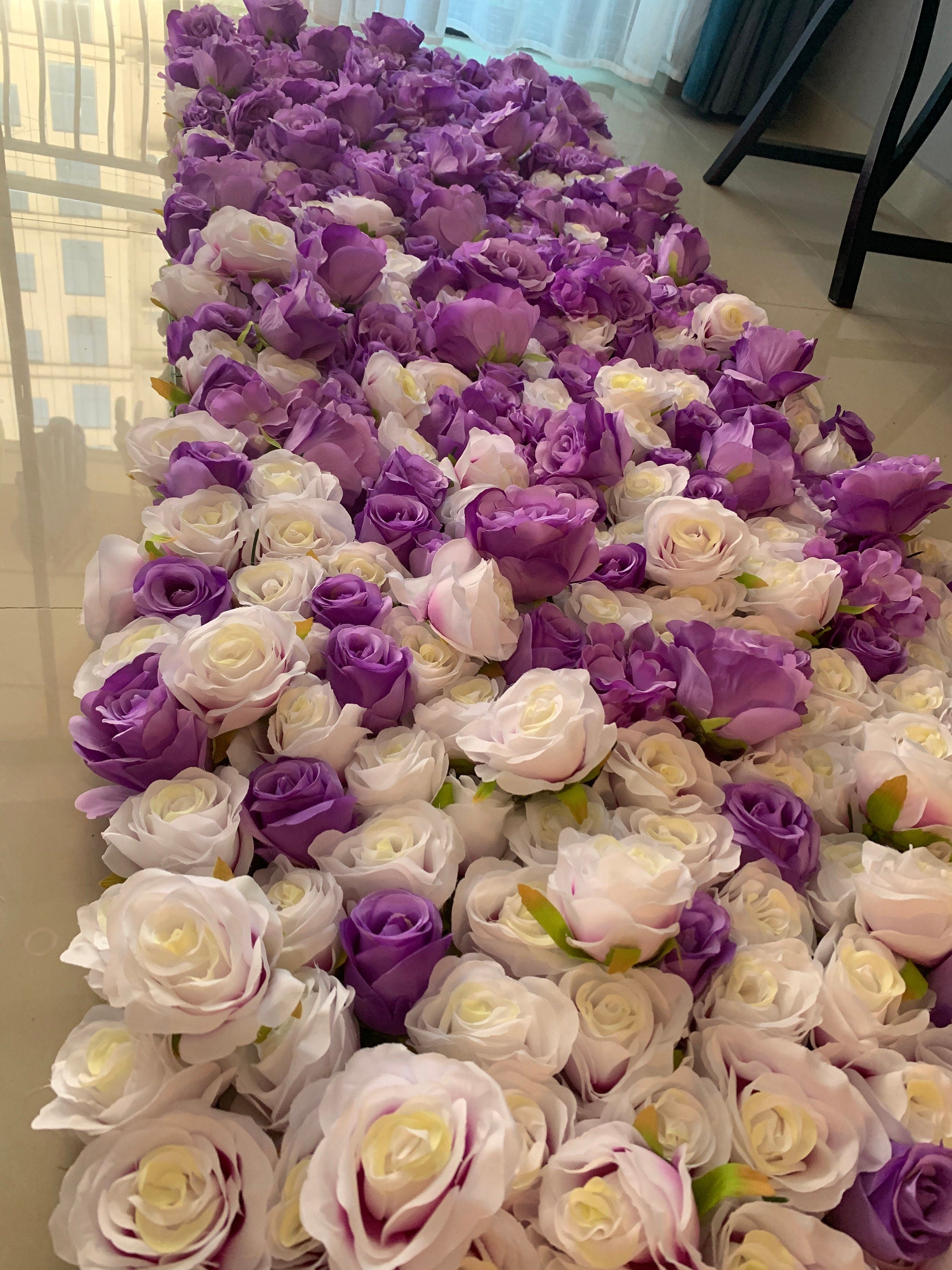 Purple Gradul Floral Wall Artificial flower Wedding Photography Backdrop Bridal Shower Event Salon Party Arrangement Decor Floral Panels 40x60cm