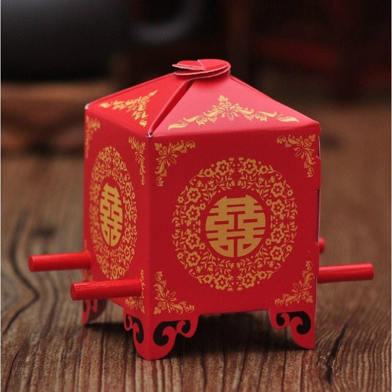 Chinese Wedding Favor Boxes – Traditional Red Sedan Chair Design