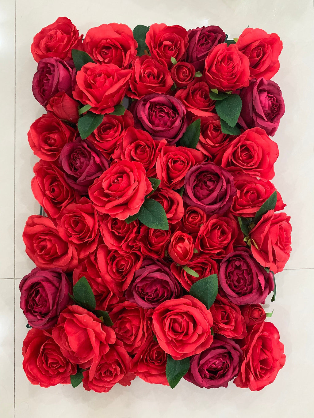 Red Wedding Flower Walls Artificial Rose Peony Green Leaf Background For Romantic Photography Bridal Shower Panel 15.75inch x23.62inch