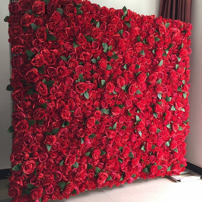 Red Rose Wedding Flower For Romantic Photography Backdrop Bridal Shower Special Event Arrangement Decor Fake Floral Panels
