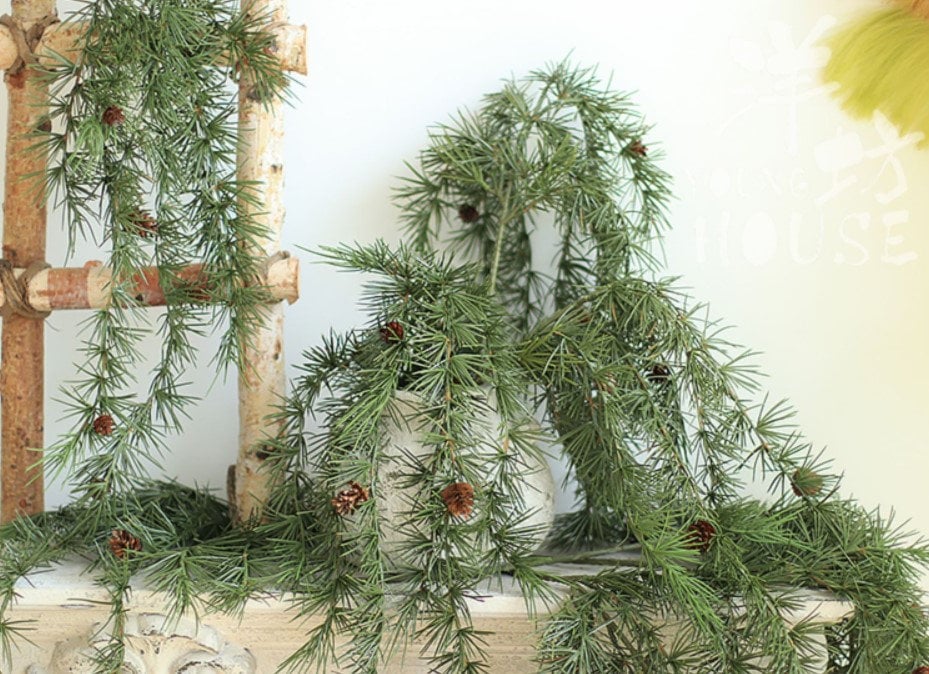 Christmas decorations Artificial Simulation Pine Needle Emulation Pine Nut Branches Hanging Basket Fake Plants Wedding Event Home Decoration