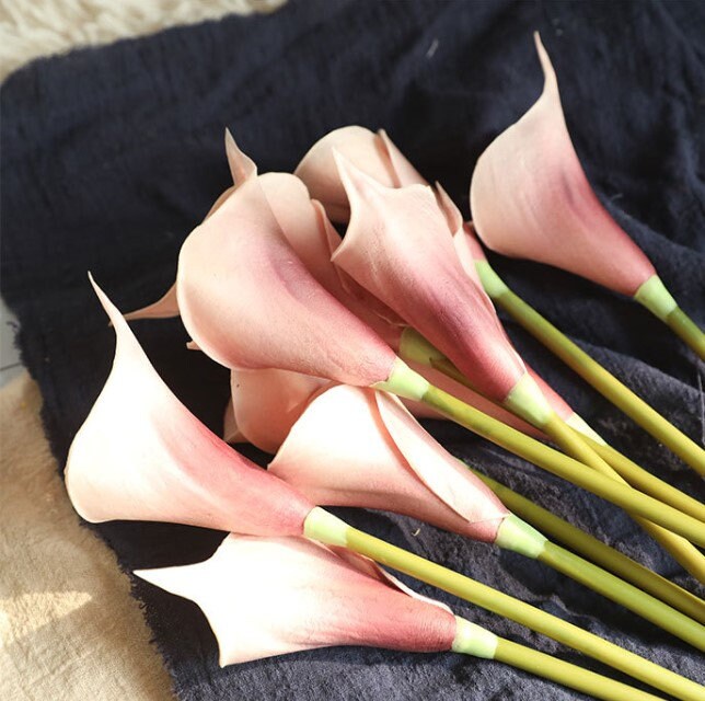 12 Stems  Royal Calla Lily Cobalt Flowers, Real Touch Calla Lilies, Latex Flowers For Wedding Bouquet Table Centerpieces