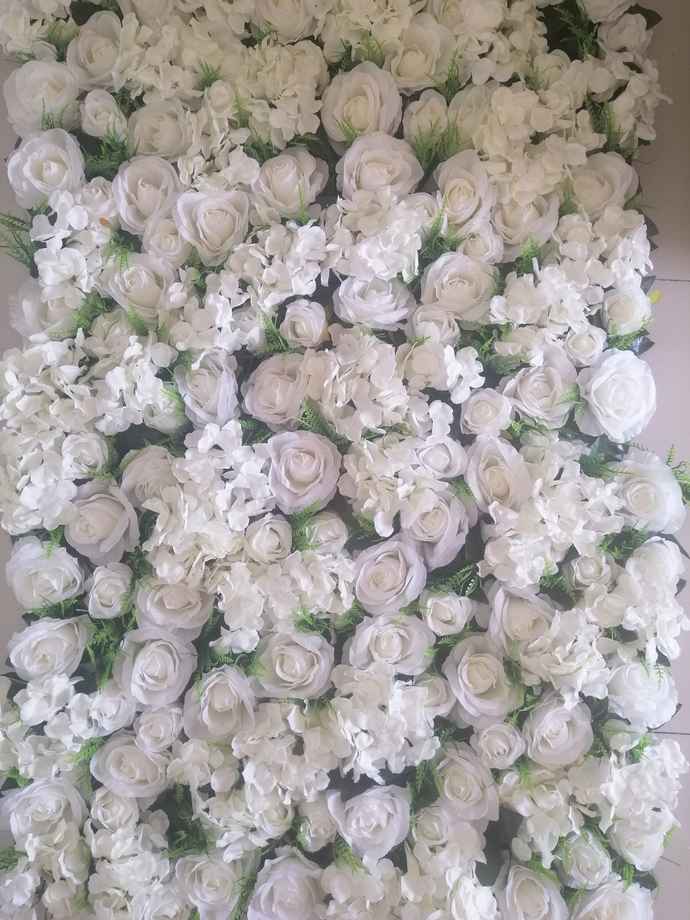 White Fake Flower Wall for Out Wedding Photography Backdrop Simulation Hydrangea Plants For Bridal Shower Party Decor Panel 15.75x23.62inch
