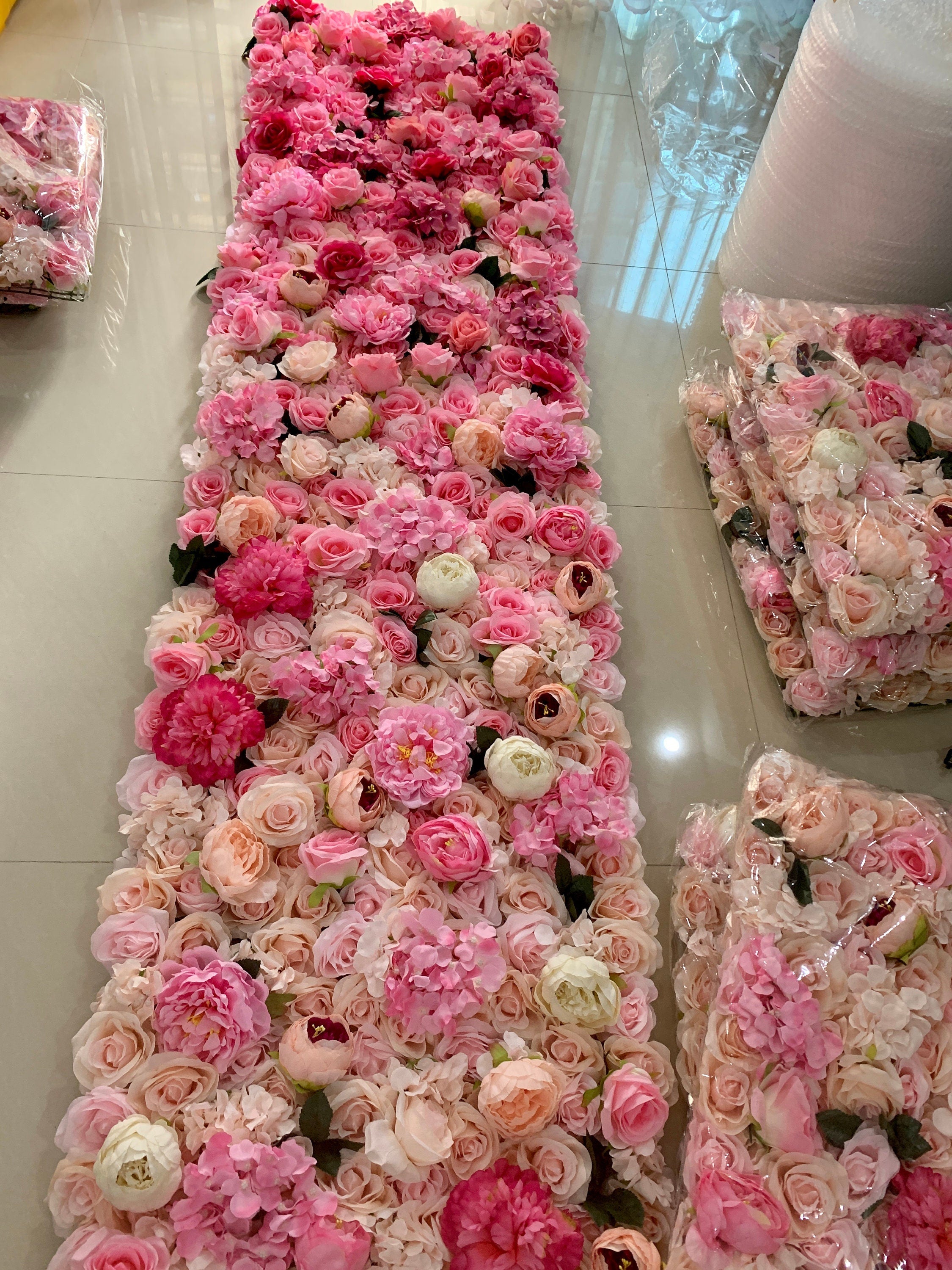 Gradual Color Floral Wall For Wedding Arrangement Fake Flower Wall Backdrop Bridal Shower Event Salon Party Photography Panel 15.75"x23.62"