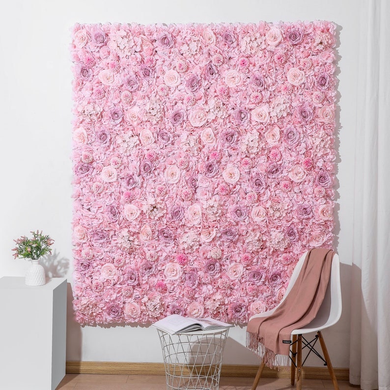 Candy Pink Flower Wall Artificial Flower Backdrops For Romantic Photography Baby Shower Bridal Shower Home Decor Panel