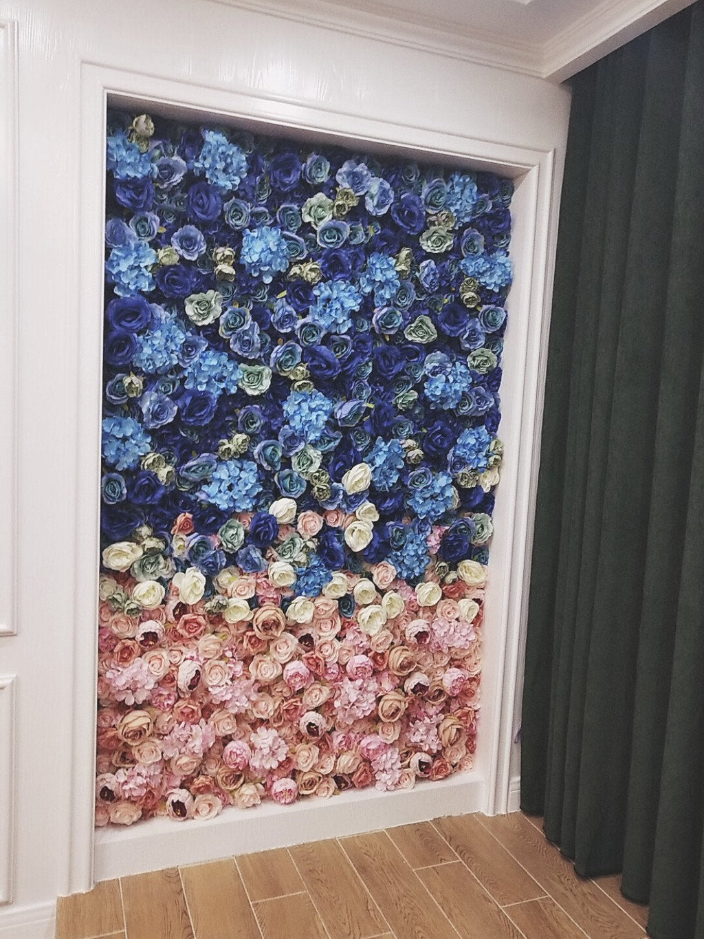 Gradual Royal Blue Flower Wall For Wedding Photography Backdrop Bridal Shower Special Event Salon Arrangement Decor Floral Panels