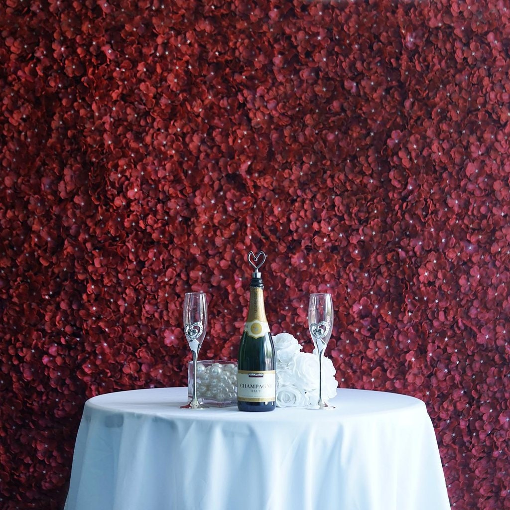 Wholesale Wine Red Hydrangea Flower Wall  for Wedding Photography Backdrop Special Event Salon Arrangement Decor Floral Panels 40x60cm