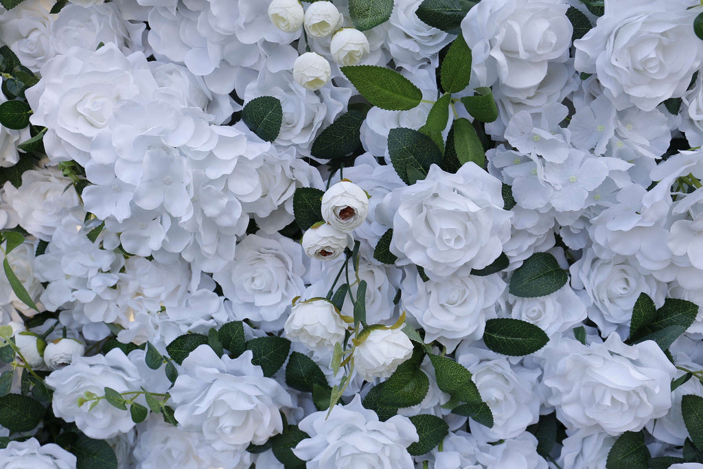 White Flower Wall for Wedding Photography Backdrop Artificial Simulation Rose Wall for Special Event Party Decor Panels