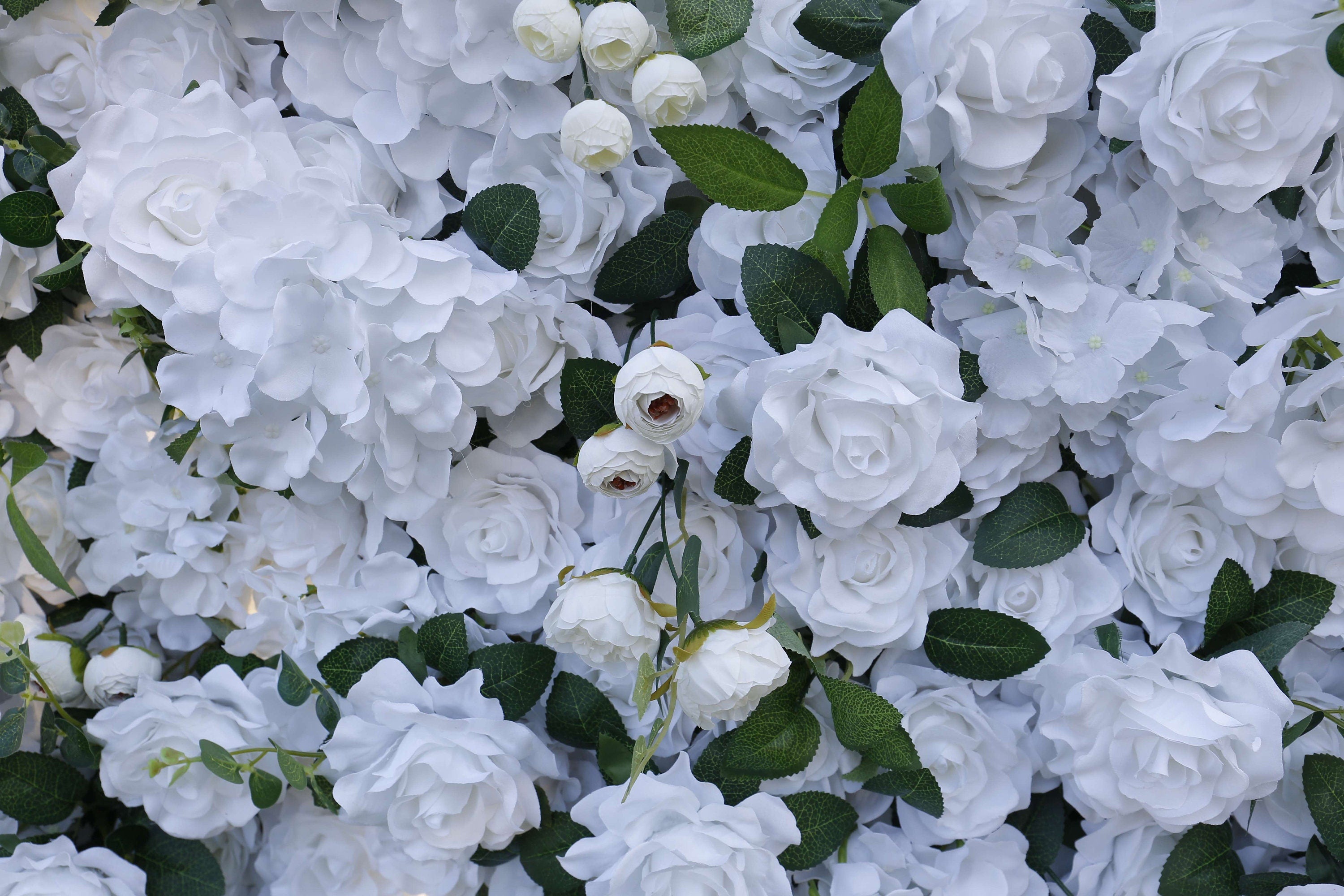White Flower Wall for Wedding Photography Backdrop Artificial Simulation Rose Wall for Special Event Party Decor Panels