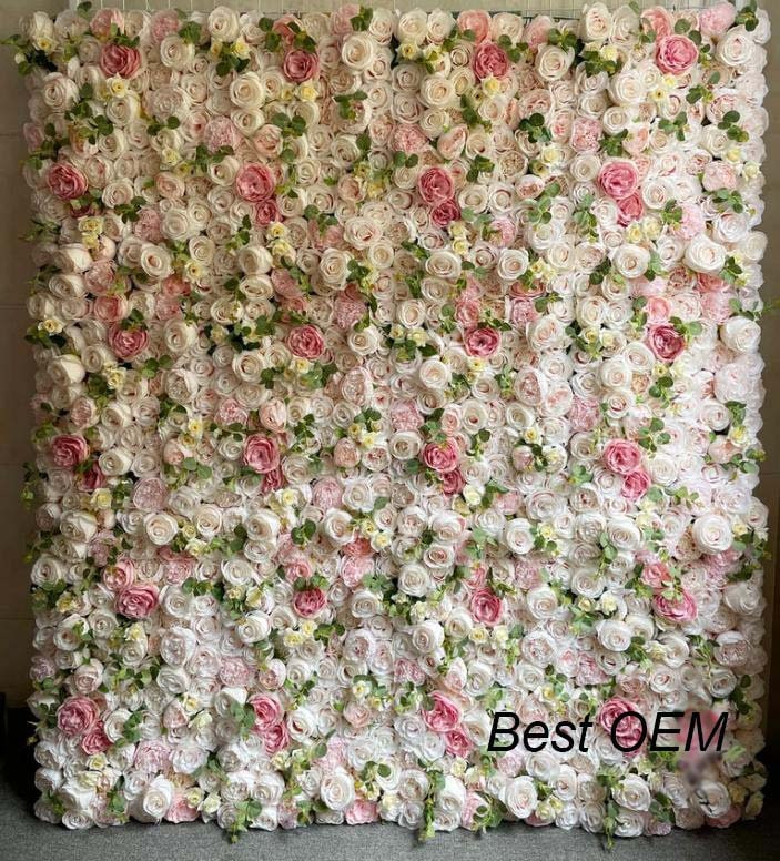 Baby Pink Fake Flower Wall For Wedding Photography Backdrop Special Event Party Boutique Shop Decor Floral Panels 40x60cm