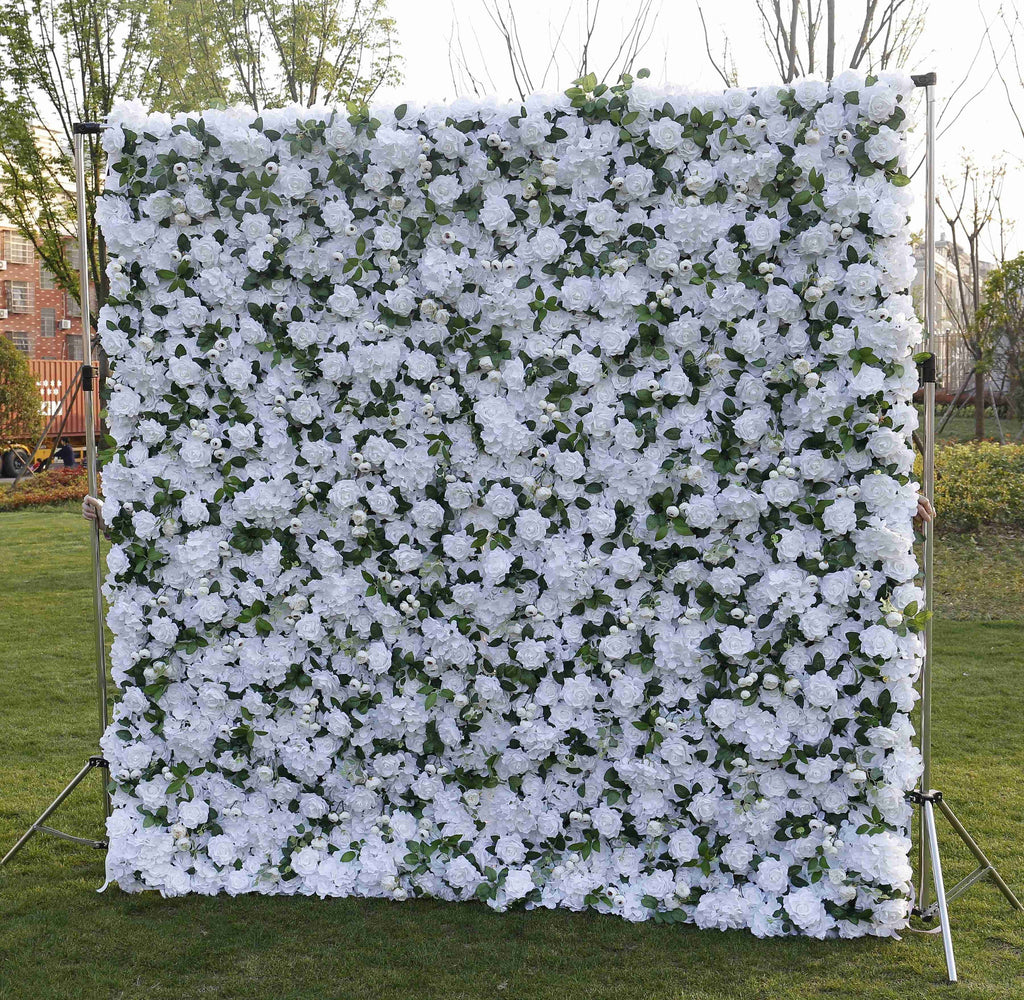 White Flower Wall for Wedding Photography Backdrop Artificial Simulation Rose Wall for Special Event Party Decor Panels