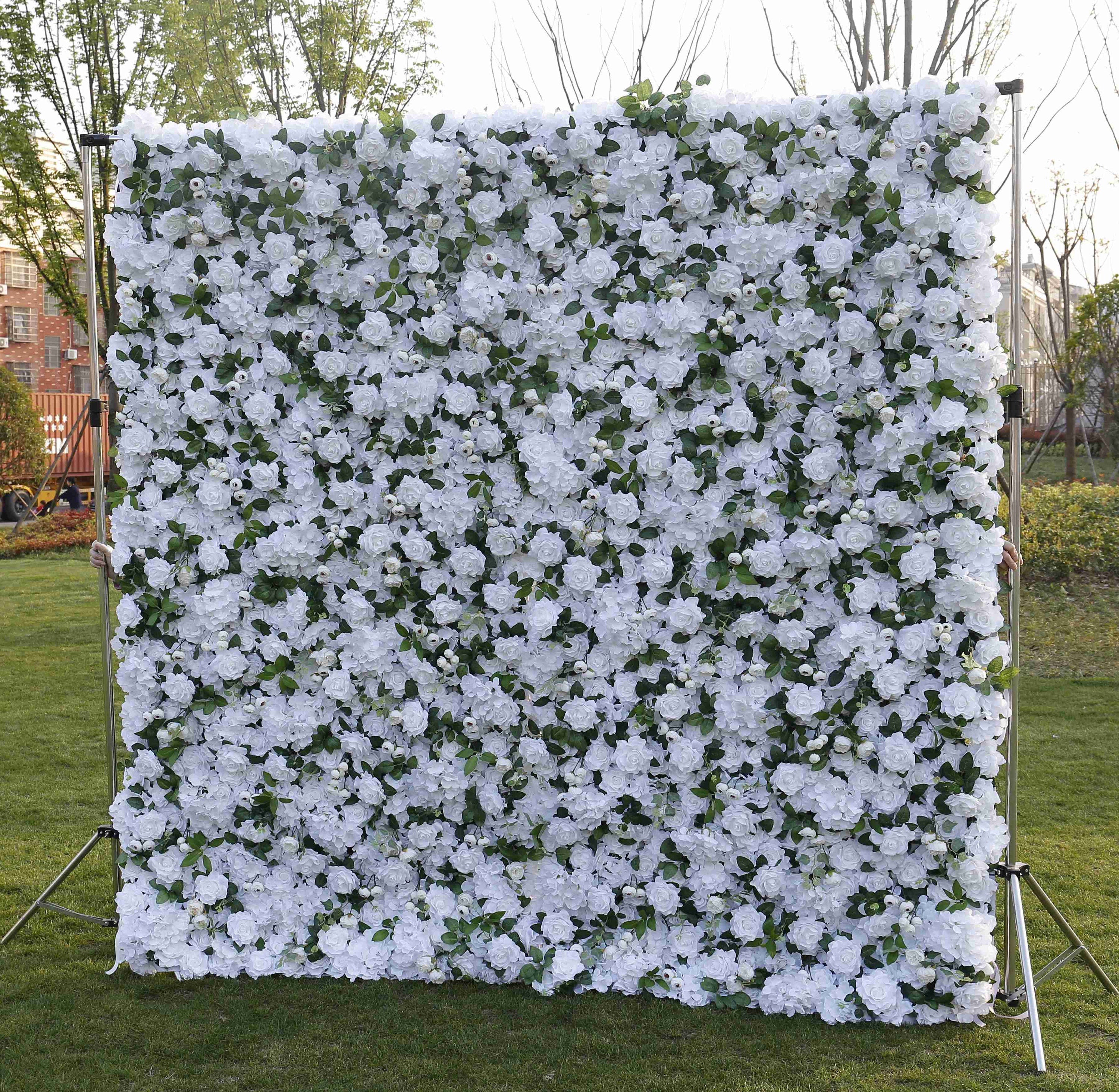 White Flower Wall for Wedding Photography Backdrop Artificial Simulation Rose Wall for Special Event Party Decor Panels