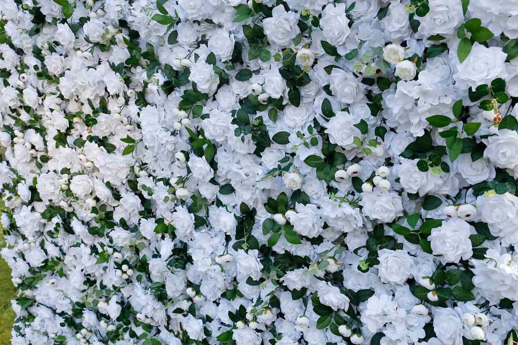 White Flower Wall for Wedding Photography Backdrop Artificial Simulation Rose Wall for Special Event Party Decor Panels