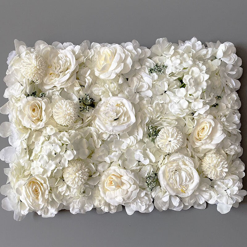 Cream White Flower Wall Artificial Flower Panel Home Shop Party Holiday Wall Decor Photography  Backdrop Setting Floral Wall 40x60cm