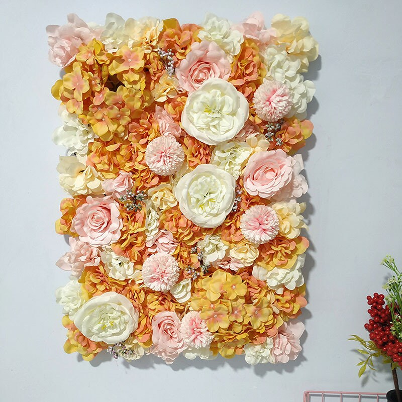 Orange Flower Wall For Romantic Photography Backdrop Baby Shower Bridal Shower Home Decor Floral Panels