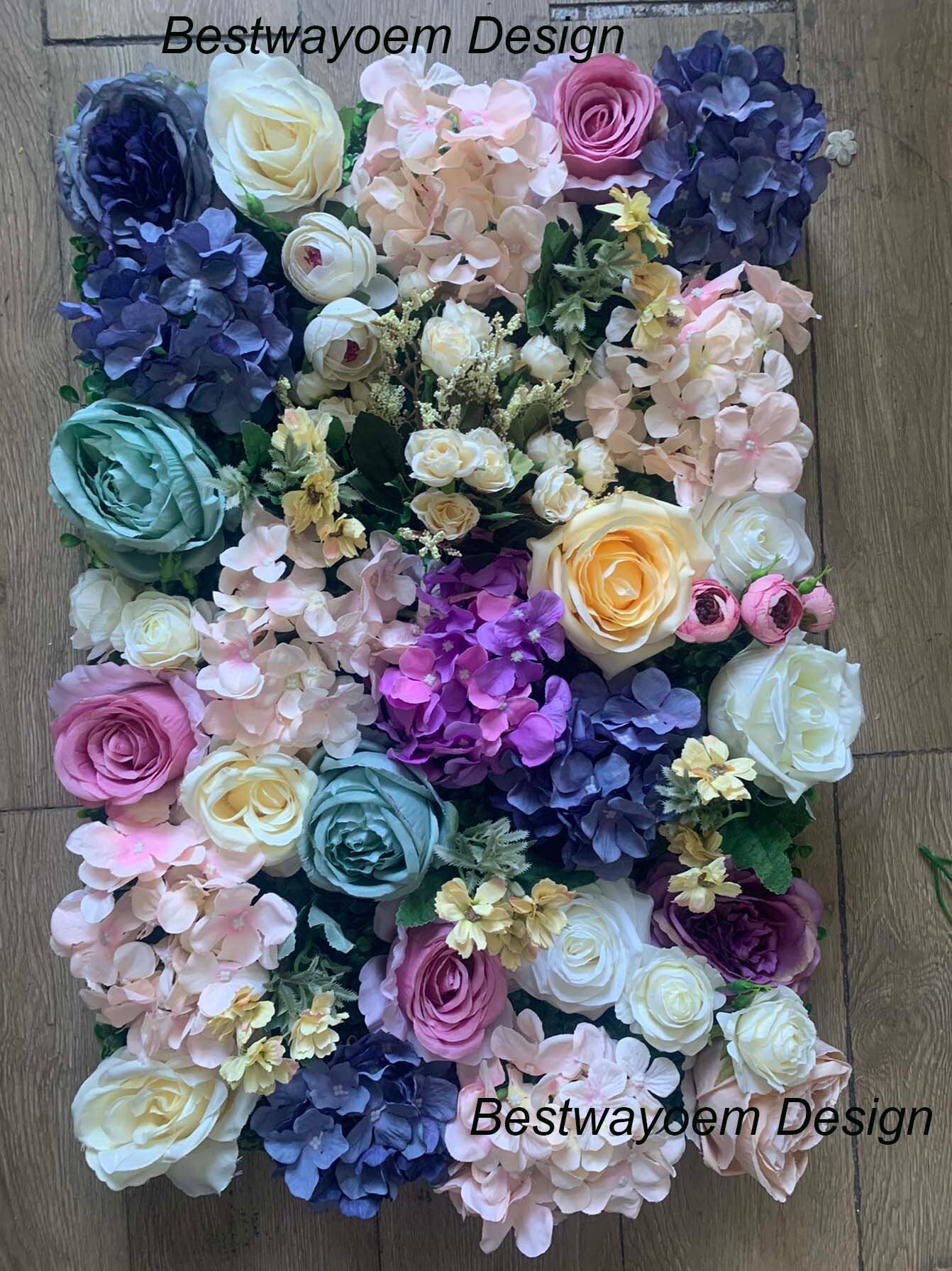 Colorful Flower Wall For Wedding Backdrop Arrangement Decor Bridal Shower Photography Boutique Shop Decor Floral Panels 15.75 x23.62inch